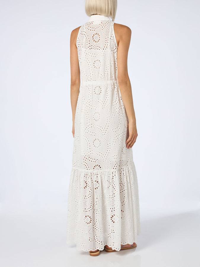 Mc2 Saint Barth Woman White Sangallo Lace Halterneck Dress Ida