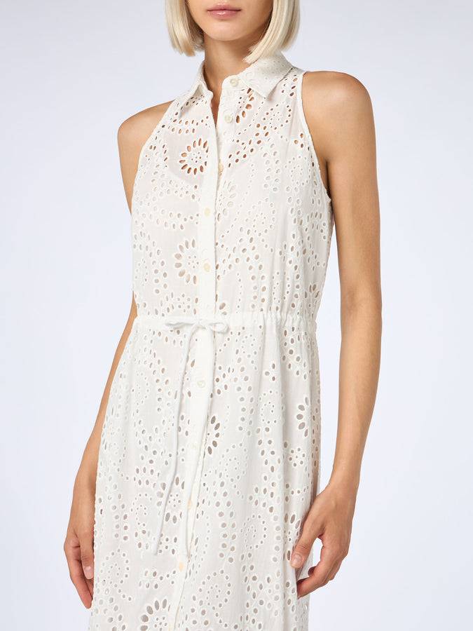 Mc2 Saint Barth Woman White Sangallo Lace Halterneck Dress Ida