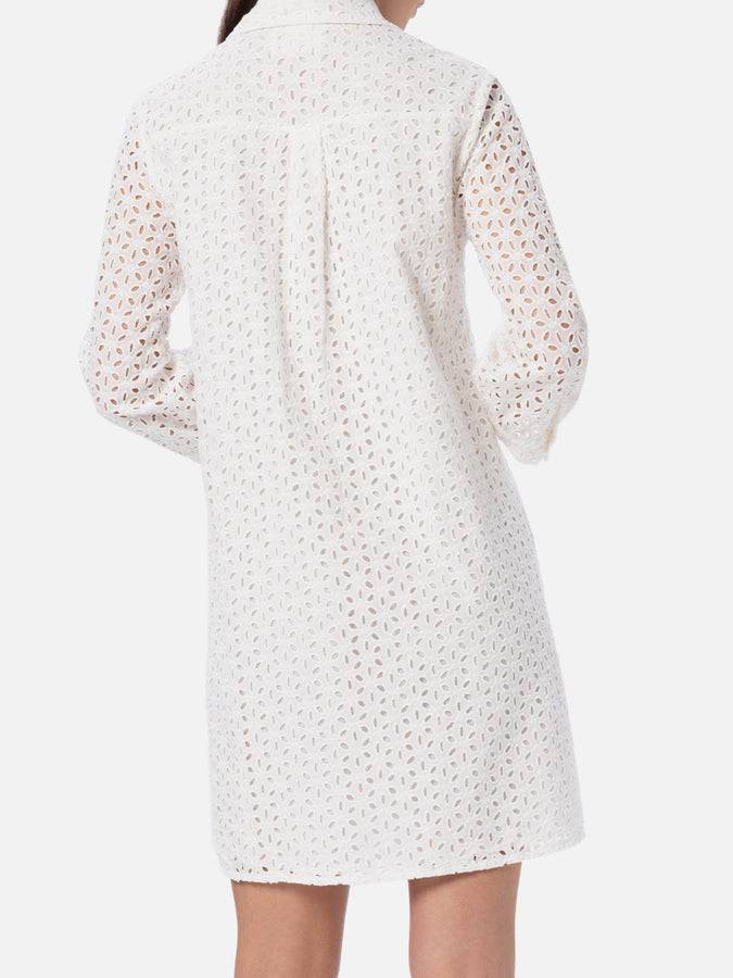 Mc2 Saint Barth Woman White Sangallo Shirt Mini Dress