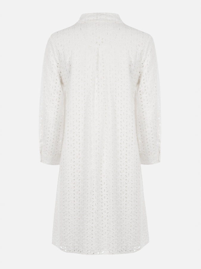 Mc2 Saint Barth Woman White Sangallo Shirt Mini Dress
