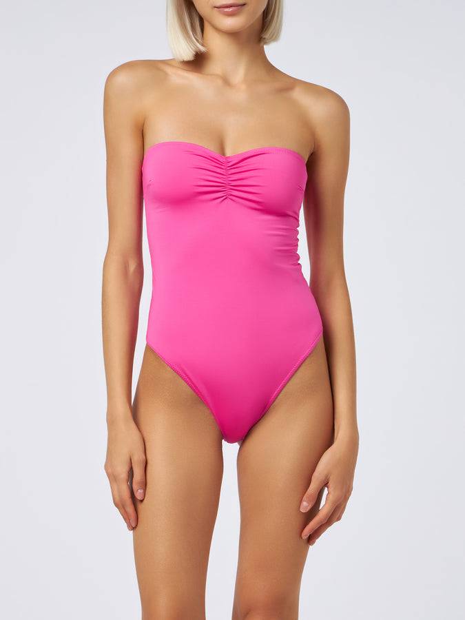 Mc2 Saint Barth Women Fuscia Strapless One Piece Swimsuit Soleil