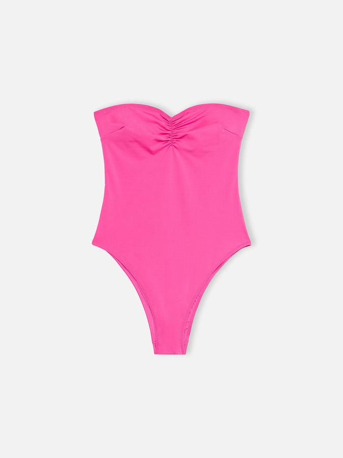 Mc2 Saint Barth Women Fuscia Strapless One Piece Swimsuit Soleil