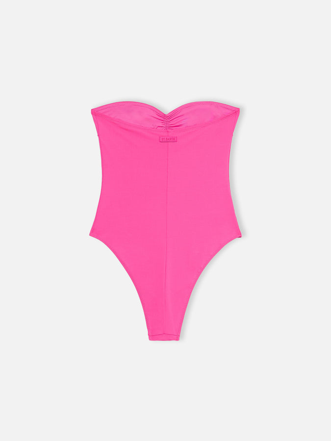 Mc2 Saint Barth Women Fuscia Strapless One Piece Swimsuit Soleil