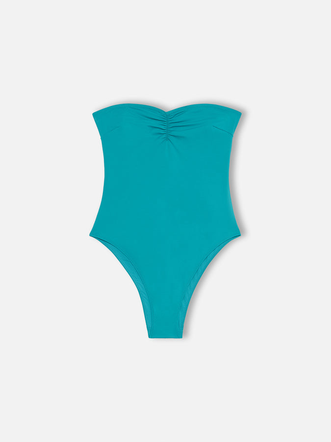 Mc2 Saint Barth Women Teal Green Strapless One Piece Swimsuit Soleil