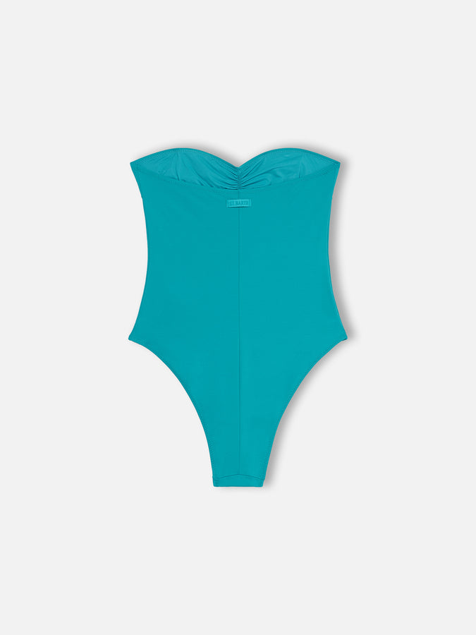 Mc2 Saint Barth Women Teal Green Strapless One Piece Swimsuit Soleil