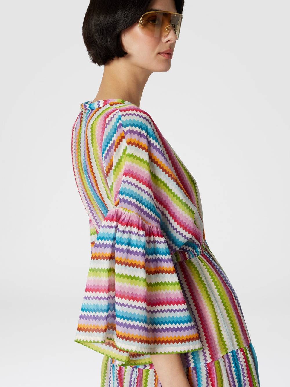 Missoni Abito Copricostume Lungo A Balze Stampa Zig Zag