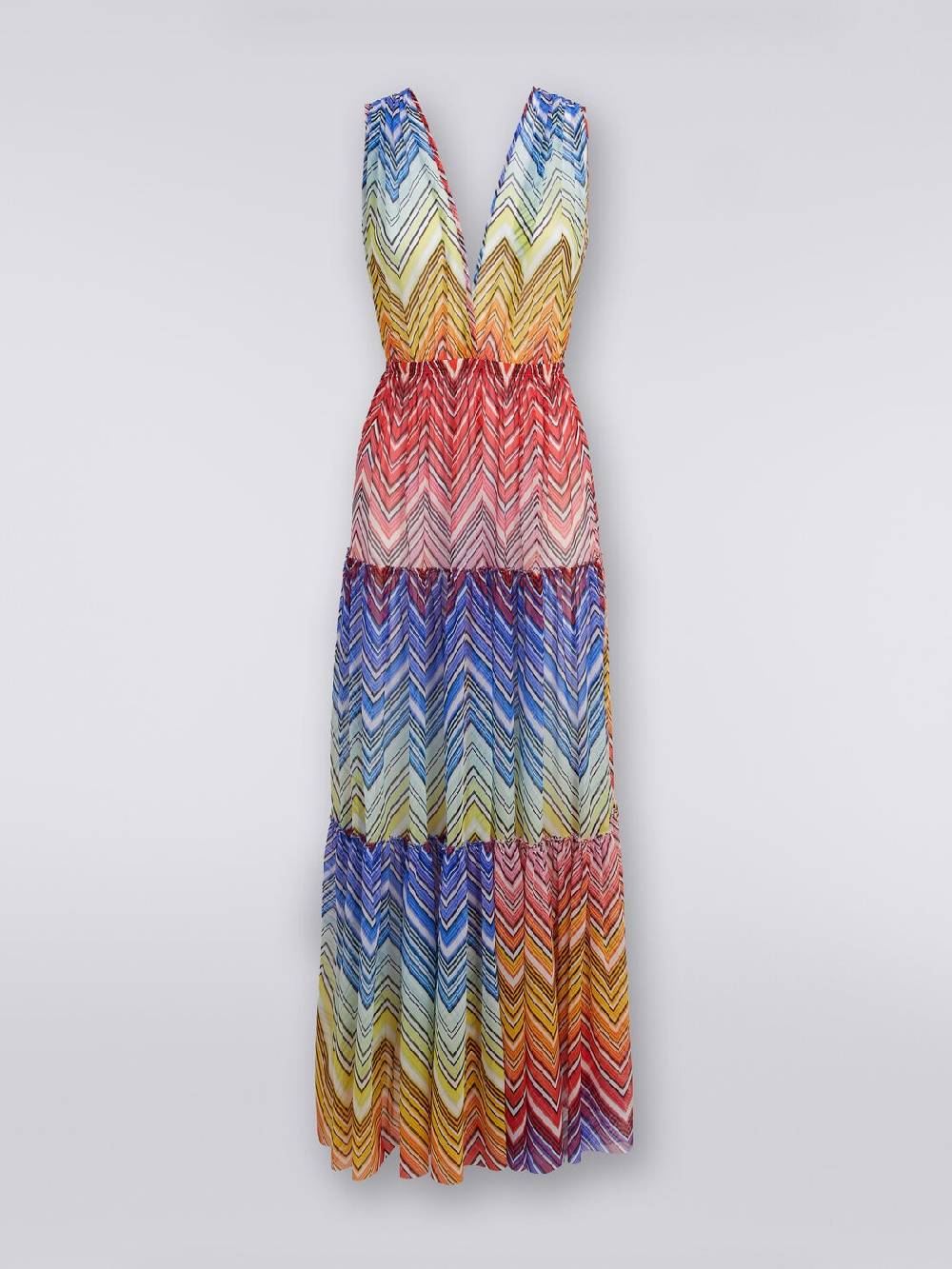 Missoni Abito Copricostume Lungo In Tulle Stampa Zig Zag