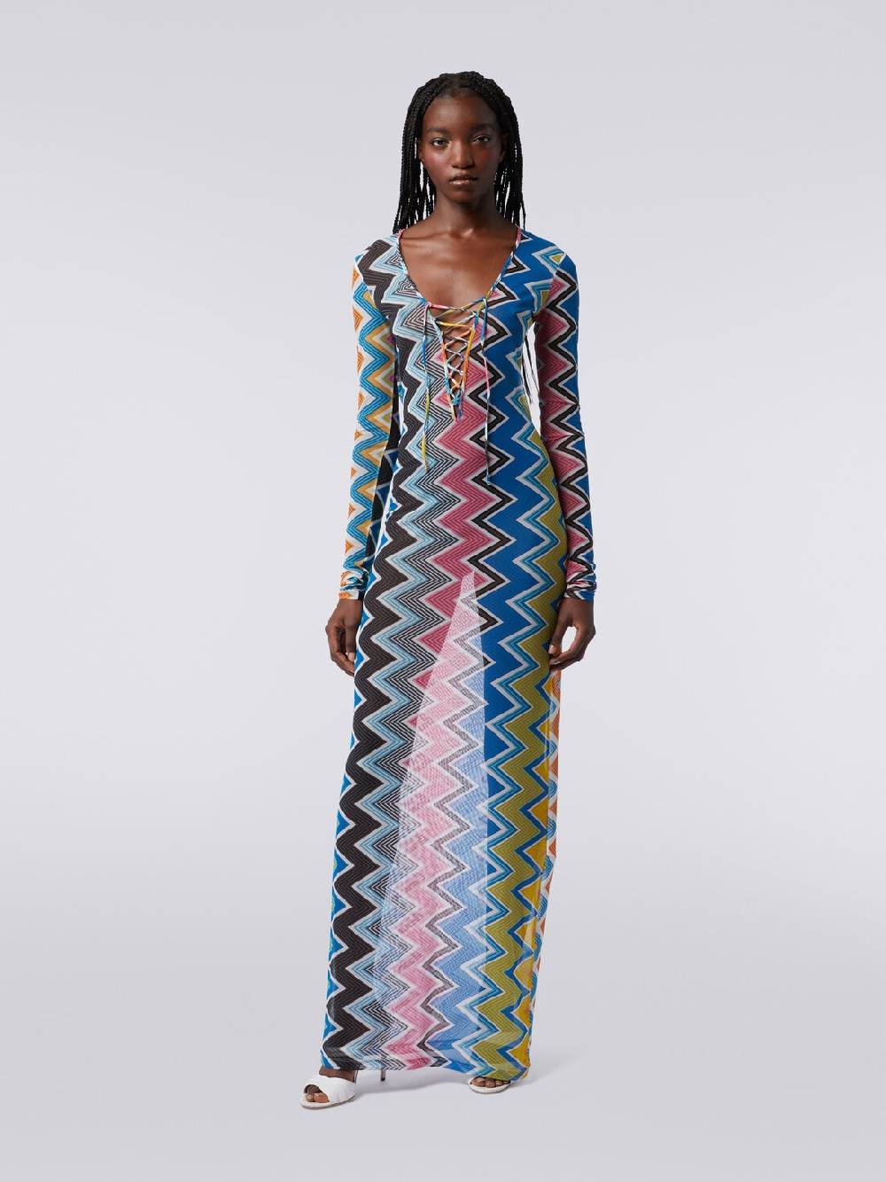 Missoni Abito copricostume lungo in tulle stampa zig zag