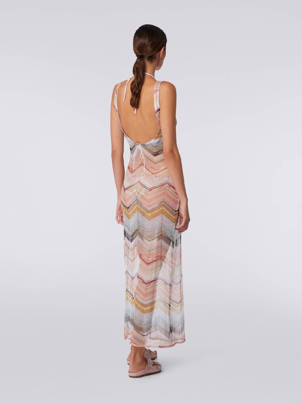 Missoni Abito Copricostume Lungo Motivo Chevron Con Lurex