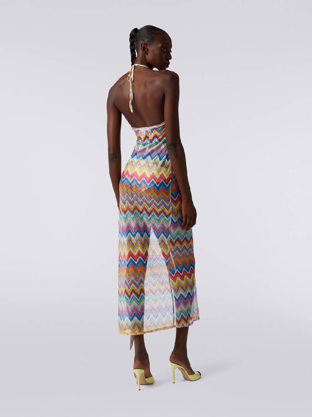 Missoni Abito Copricostume Lungo Stampa Zig Zag Con Frange