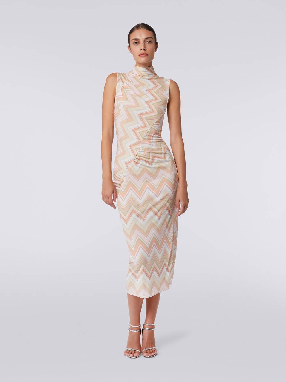 Missoni Abito longuette in viscosa zig zag con arricciature