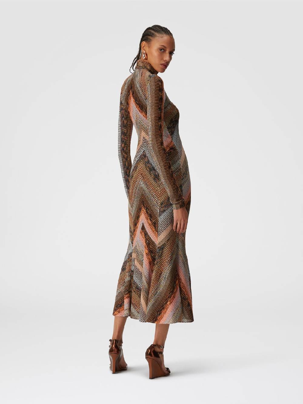 Missoni Abito Lungo Con Fondo Svasato E Collo A Lupetto Con Zip