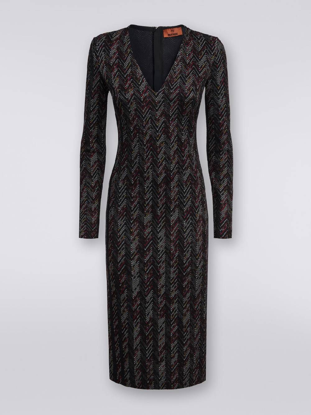 Missoni Abito Lungo Con Scollatura A V In Lana E Viscosa Zig Zag