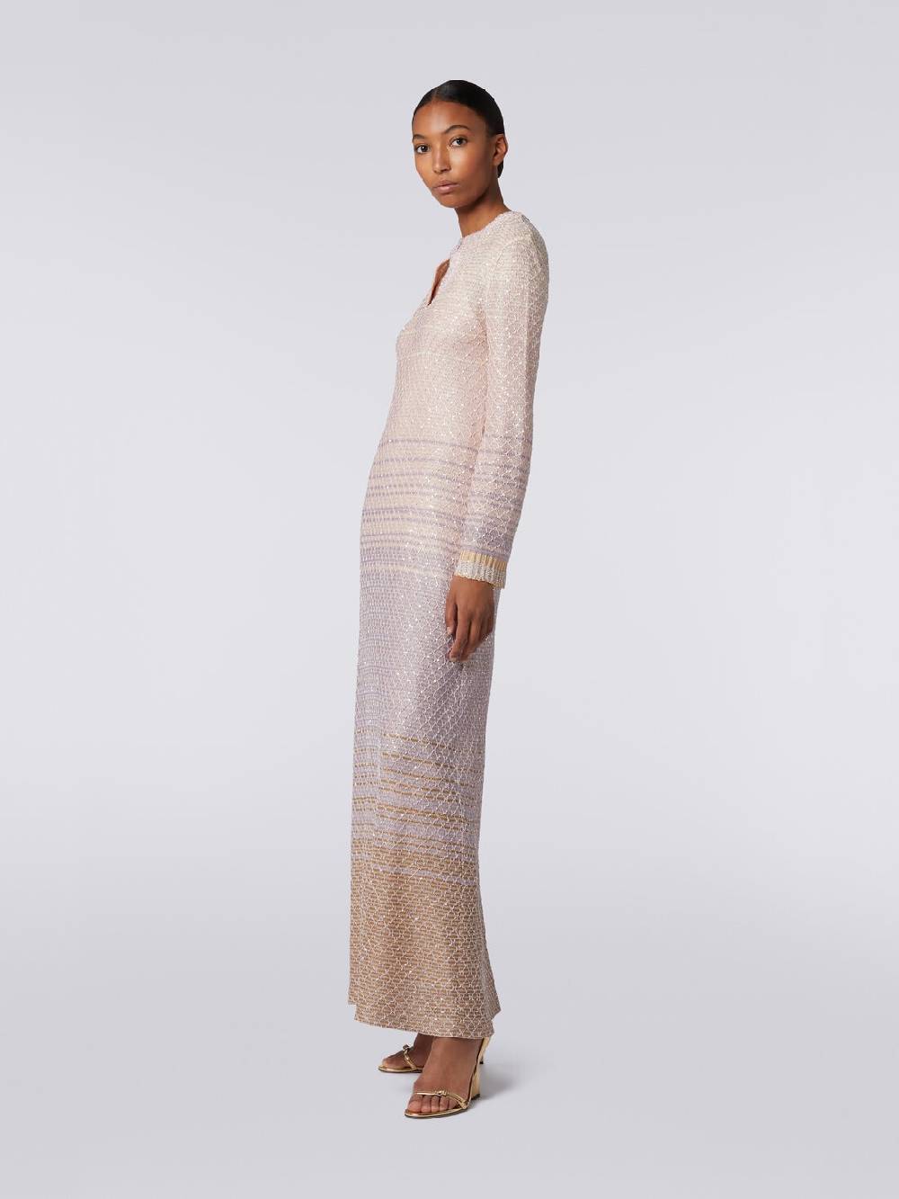 Missoni Abito Lungo In Maglia Dégradé Con Paillettes