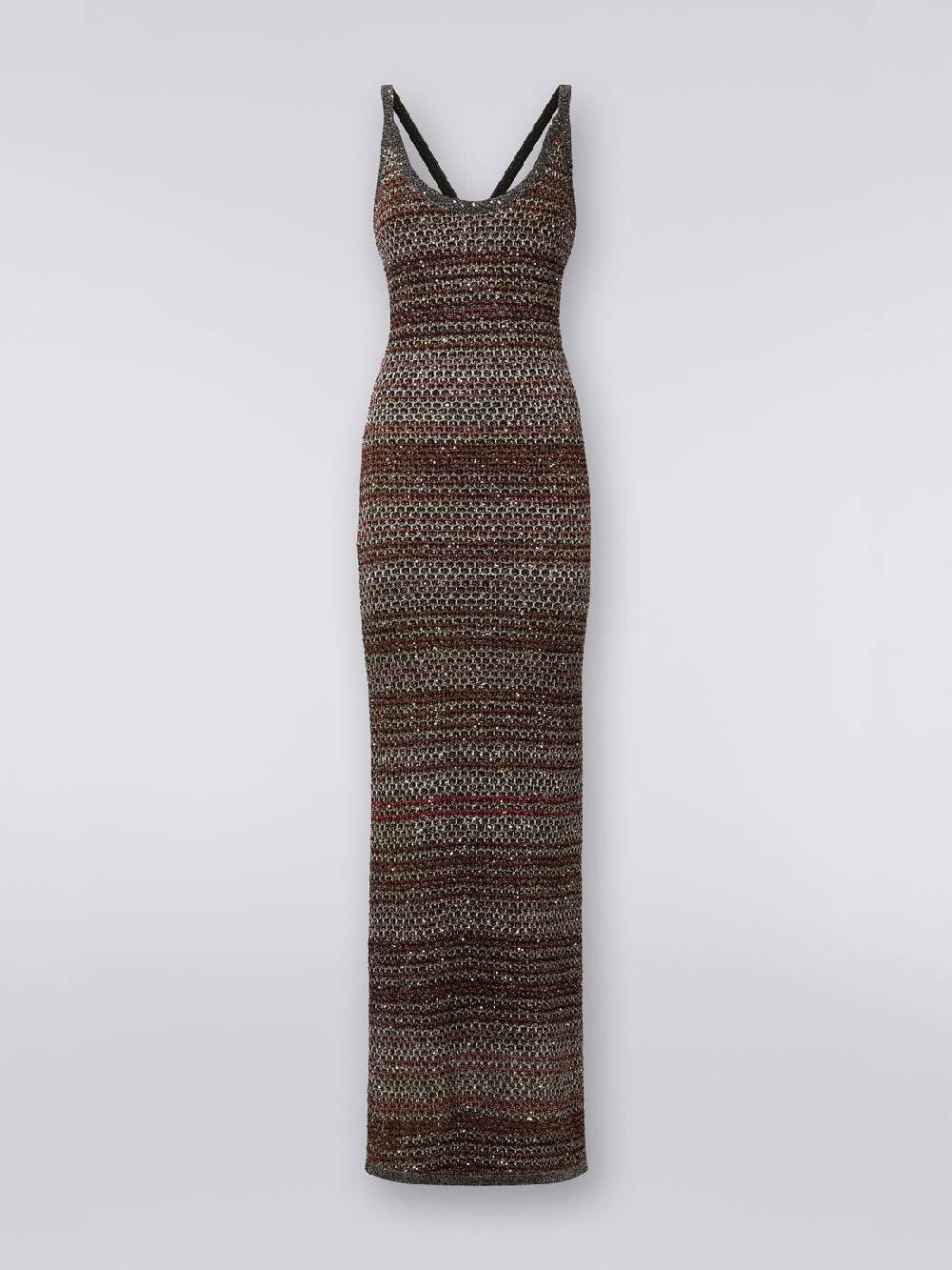 Missoni Abito Lungo In Maglia Zig Zag Con Trama Effetto Uncinetto