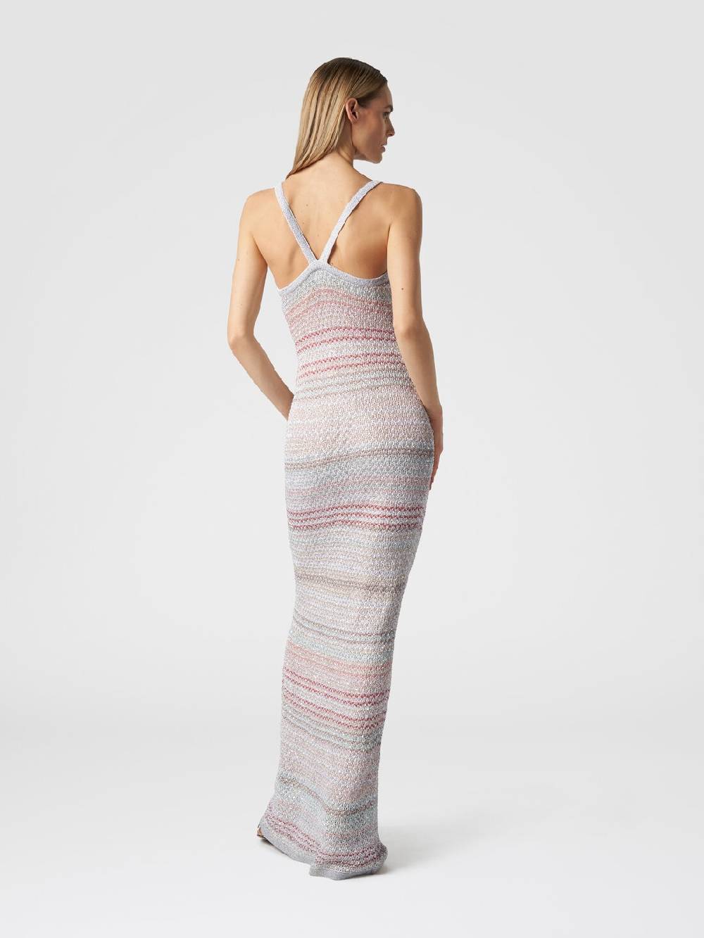 Missoni Abito Lungo In Maglia Zig Zag Con Trama Effetto Uncinetto