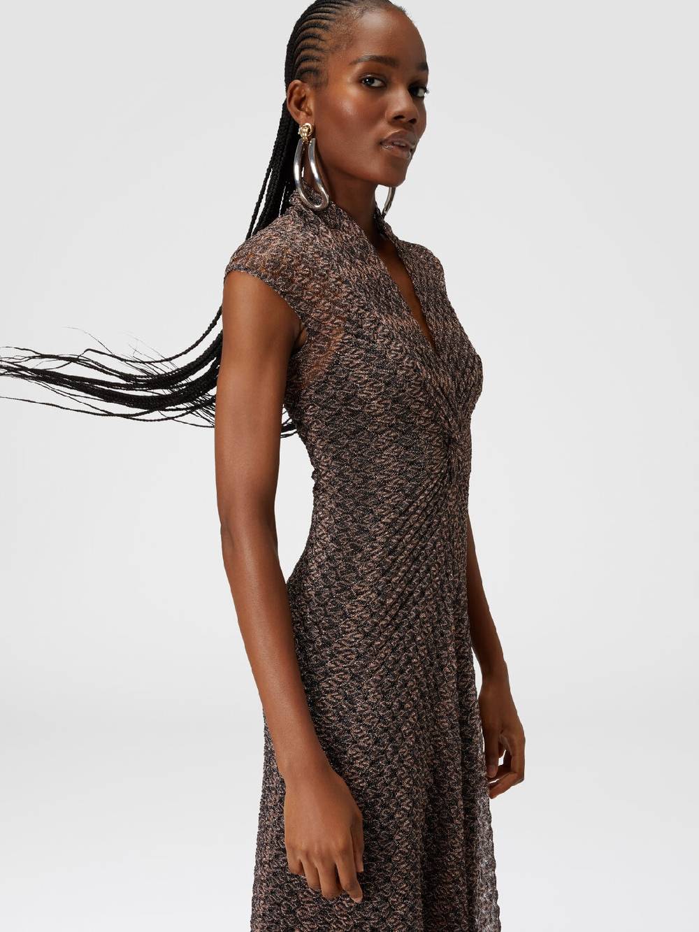 Missoni Abito Lungo In Pizzo Lamé Con Scollatura Torchon