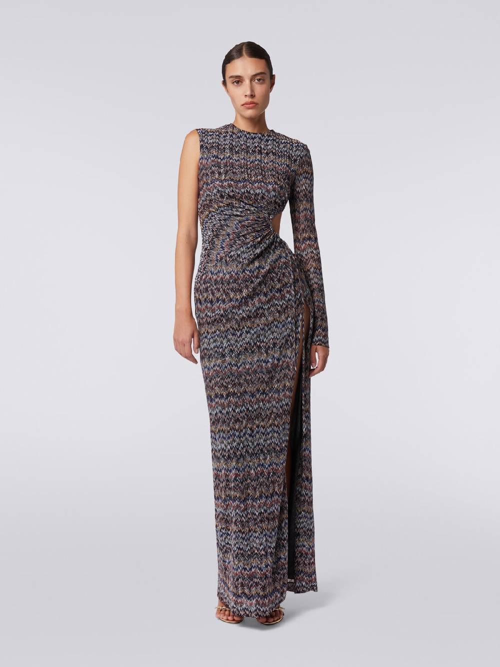 Missoni Abito lungo monospalla con dettaglio cut-out e spacco