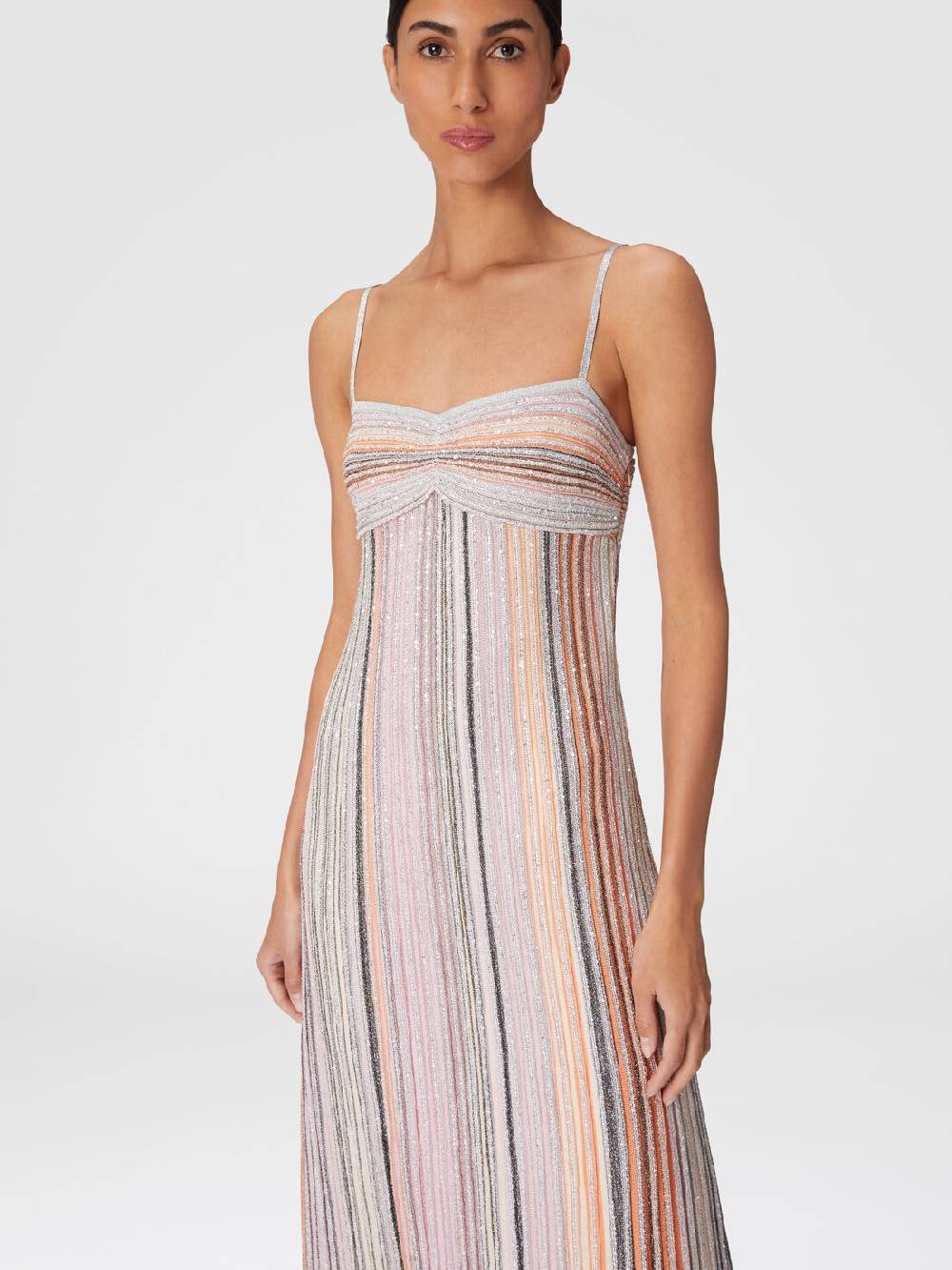 Missoni Abito Lungo Senza Maniche In Maglia Plissée Lamé