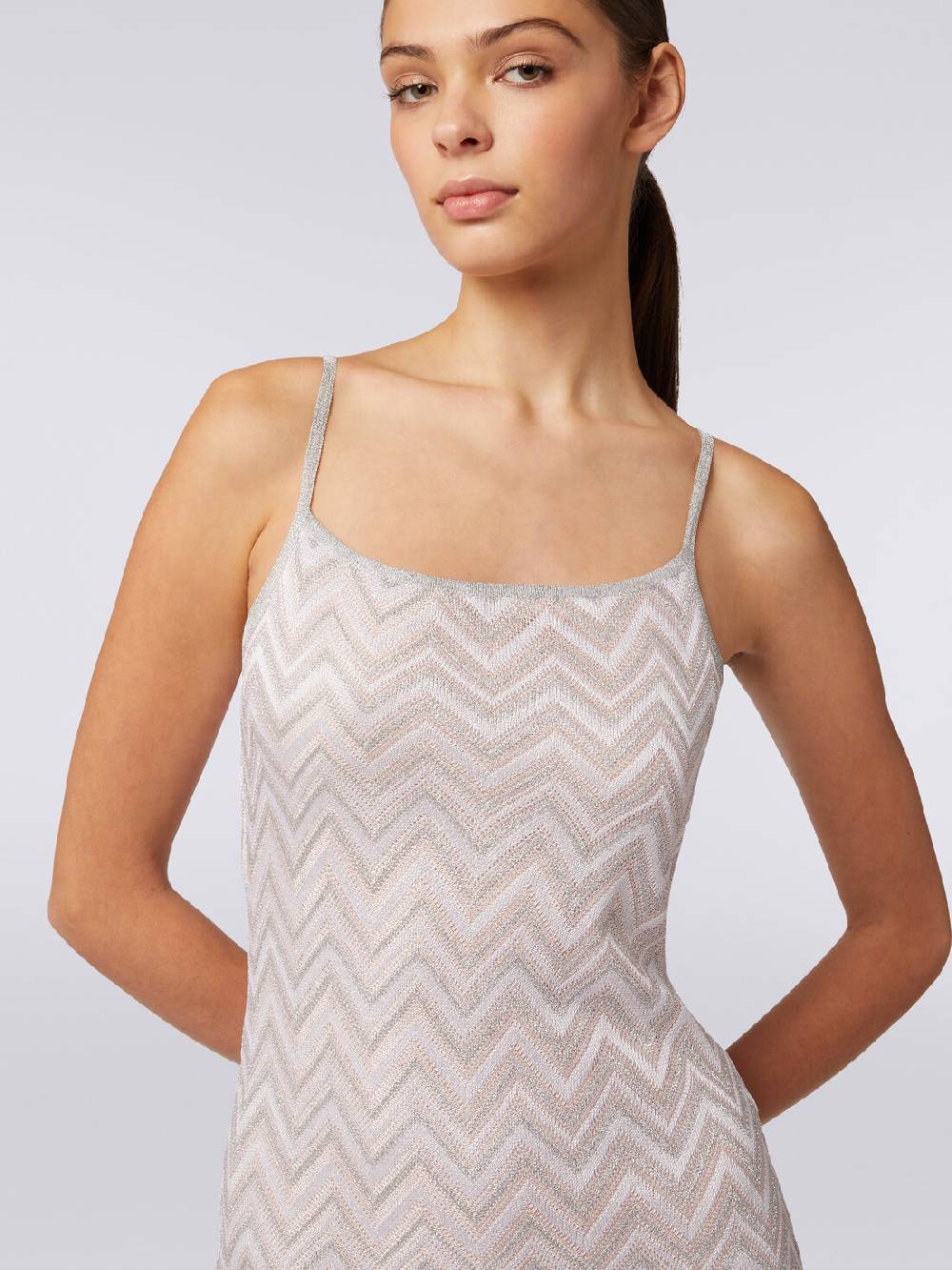 Missoni Abito Lungo Senza Maniche In Viscosa Lamé Zig Zag