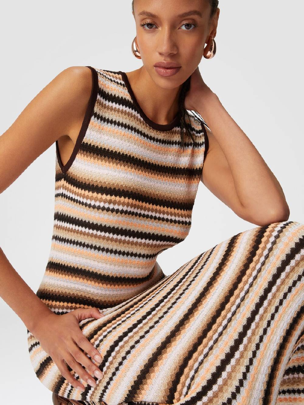 Missoni Abito Midi Senza Maniche In Lana E Viscosa A Righe