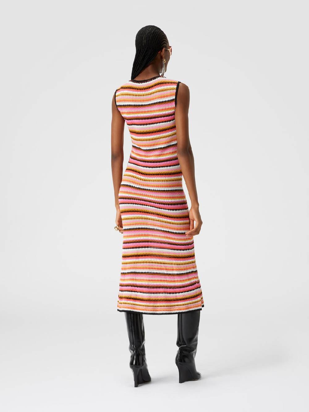 Missoni Abito Midi Senza Maniche In Lana E Viscosa A Righe