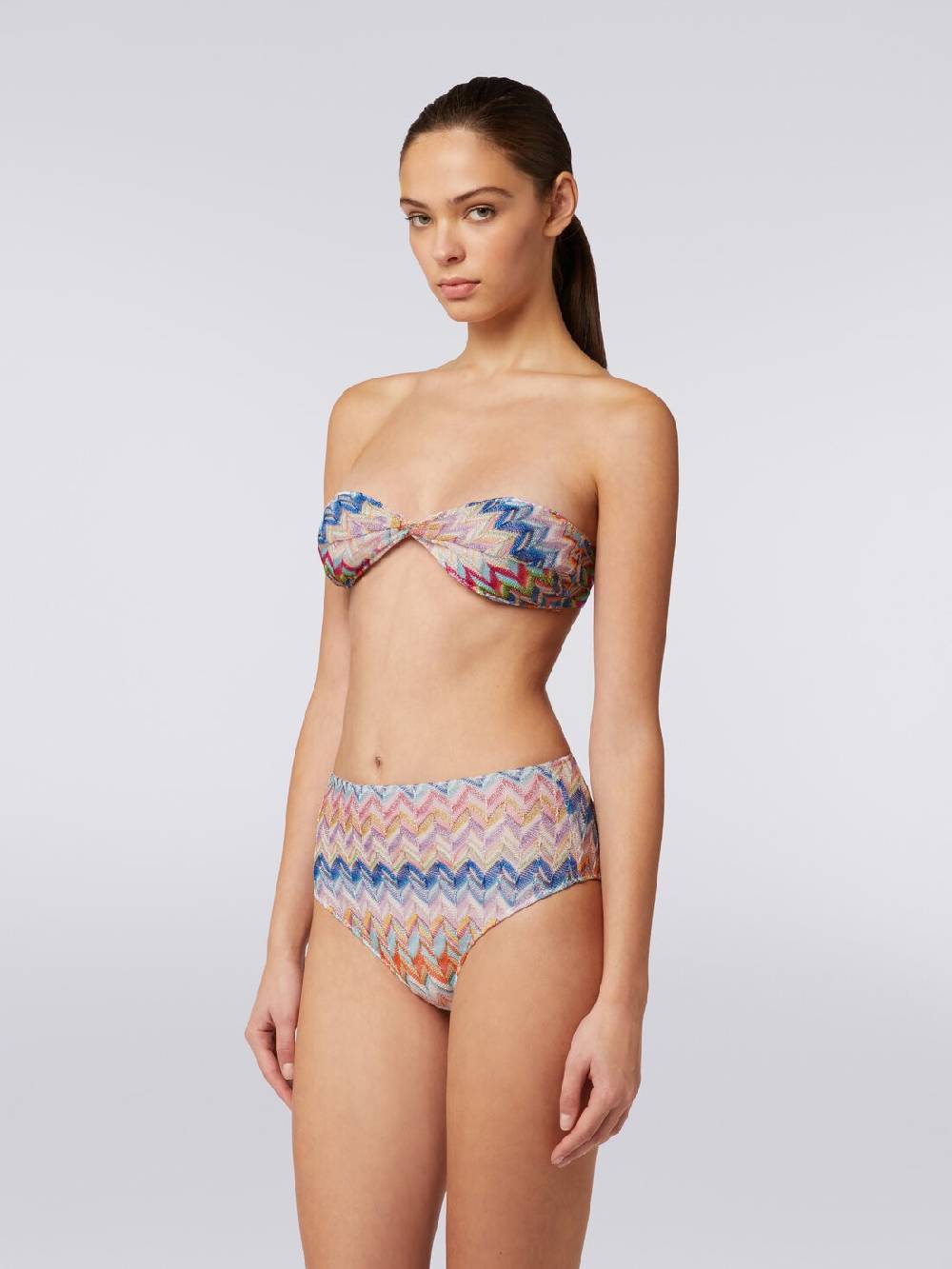 Missoni Bikini In Viscosa E Lurex Con Top Torchon E Slip Alto