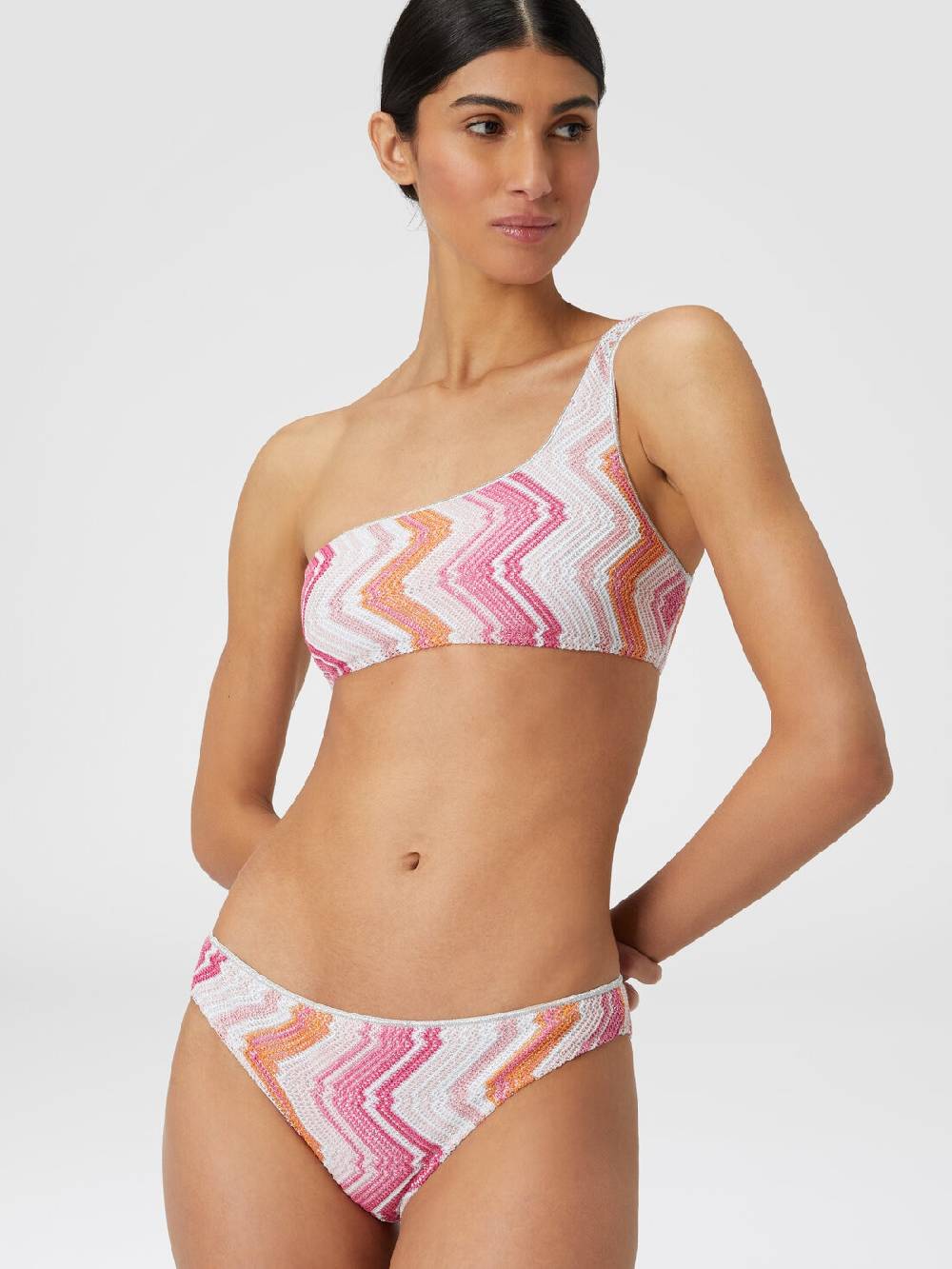 Missoni Bikini Monospalla In Misto Viscosa Chevron Con Lurex