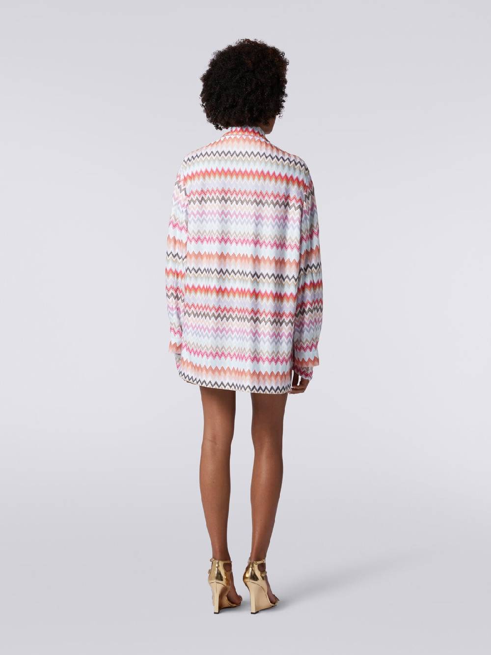 Missoni Blazer Doppiopetto In Cotone E Viscosa Stampa Zig Zag