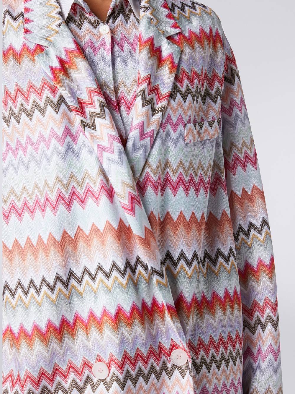 Missoni Blazer Doppiopetto In Cotone E Viscosa Stampa Zig Zag