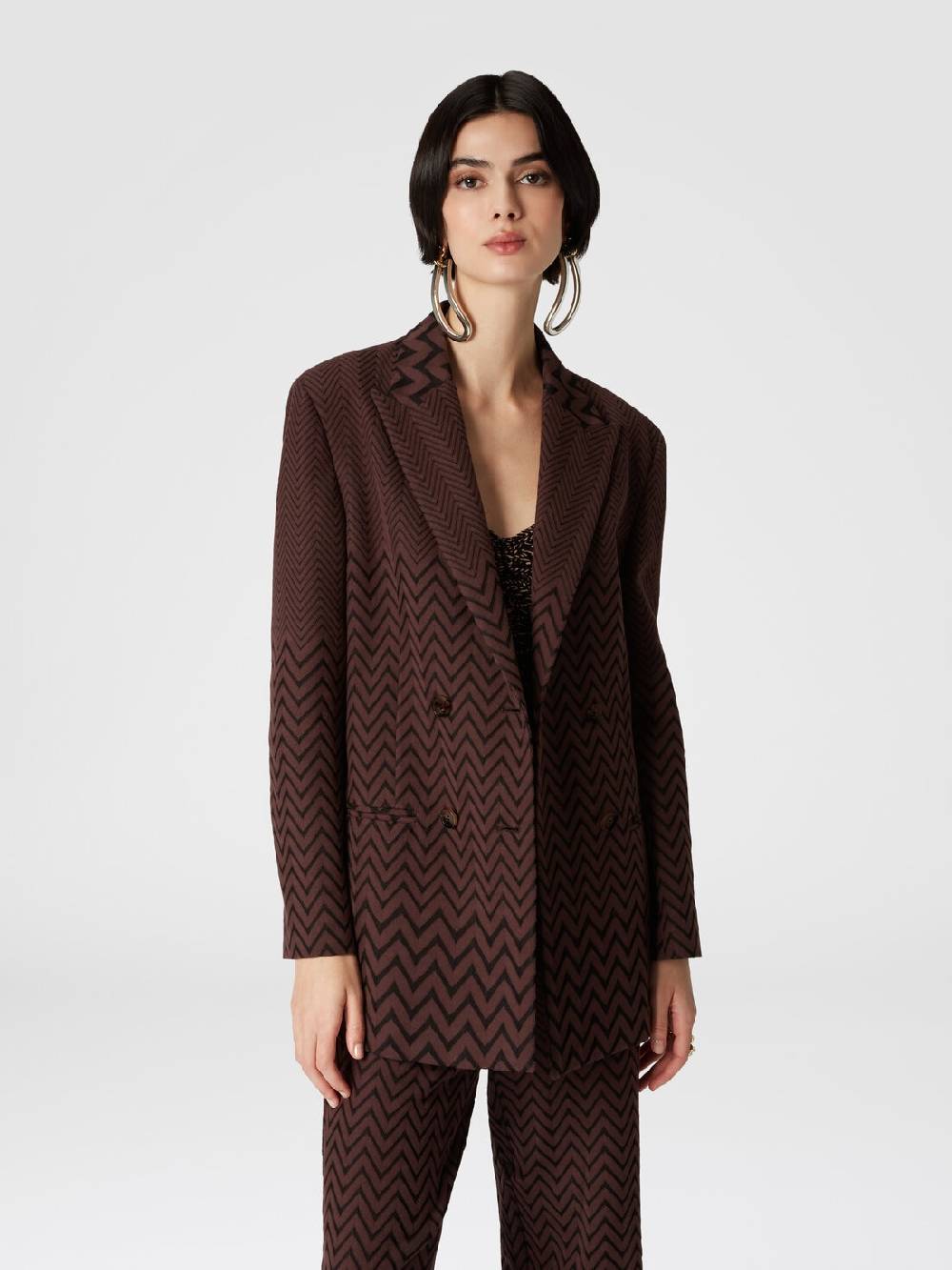Missoni Blazer Doppipetto In Cotone E Viscosa Zig Zag