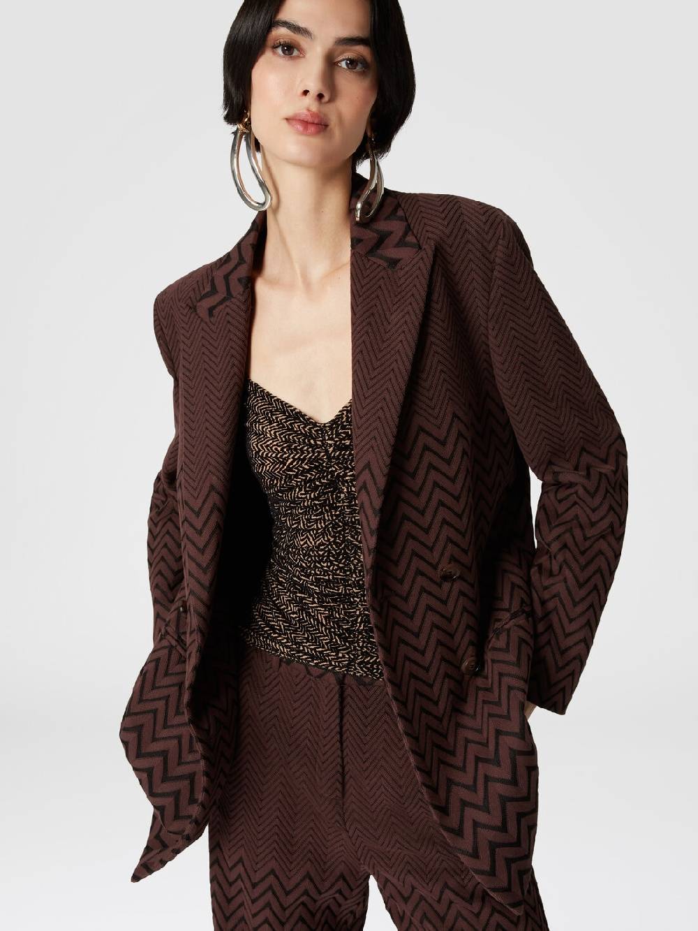 Missoni Blazer Doppipetto In Cotone E Viscosa Zig Zag