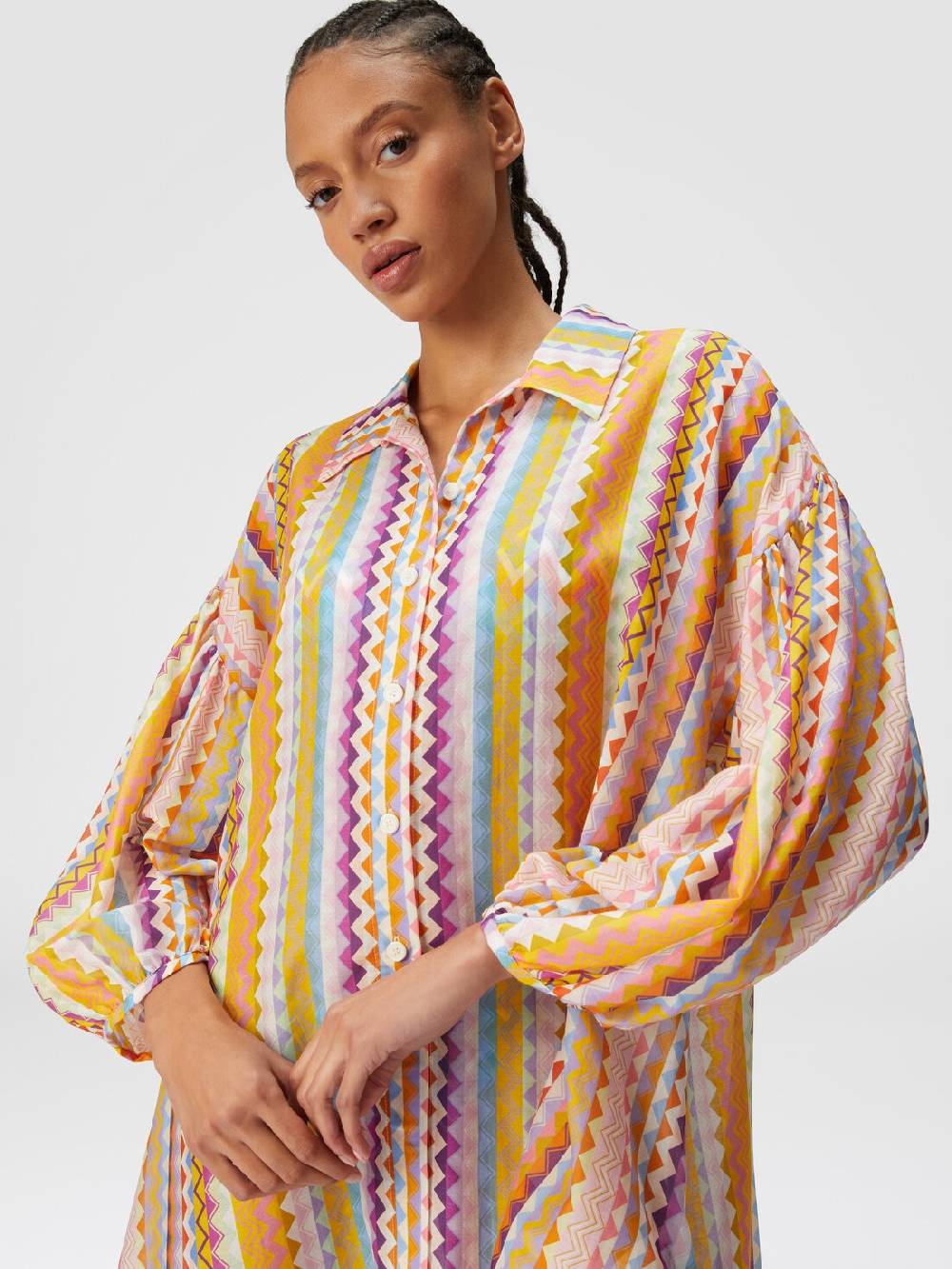 Missoni Blusa Oversize In Seta E Cotone Stampa Zig Zag
