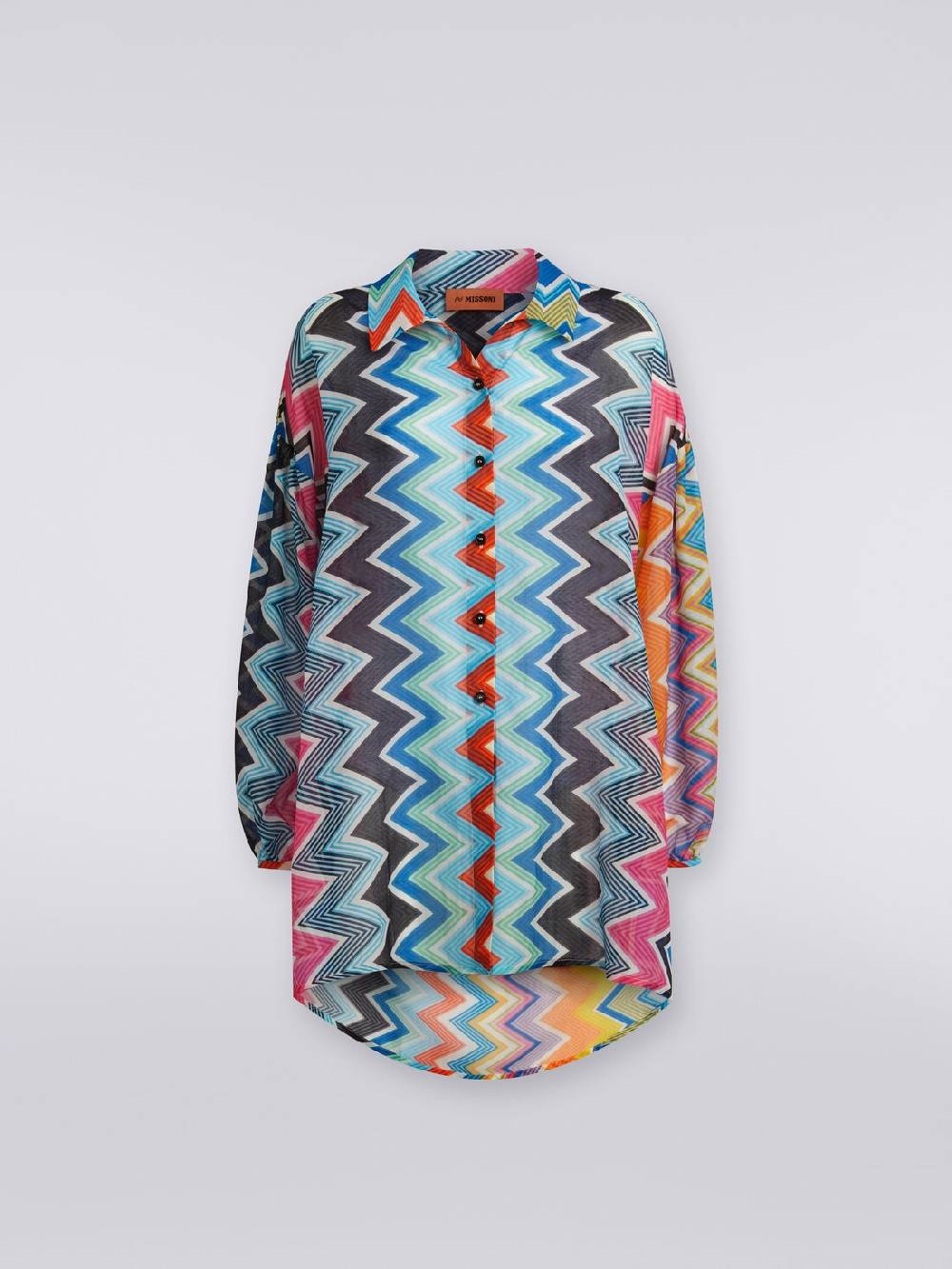 Missoni Blusa Oversize In Seta E Cotone Stampa Zig Zag