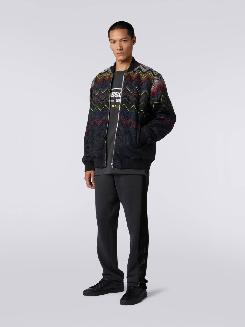 Missoni Bomber In Misto Lana E Cotone Chevron In Collaborazione Con Mike Maignan
