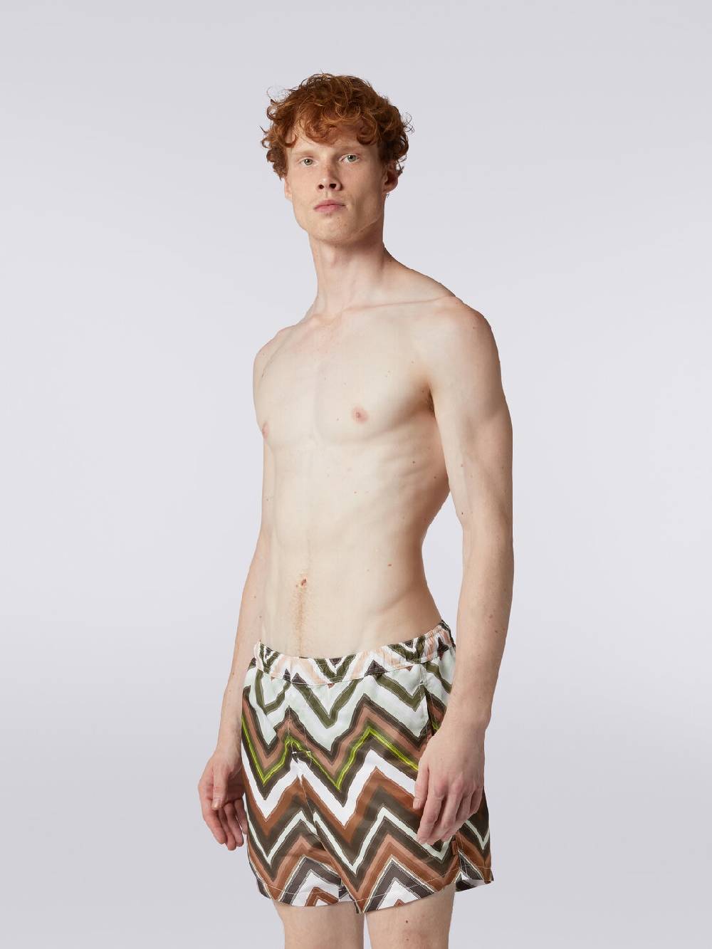Missoni Boxer Mare In Nylon Con Macro-zig Zag In Gradazione