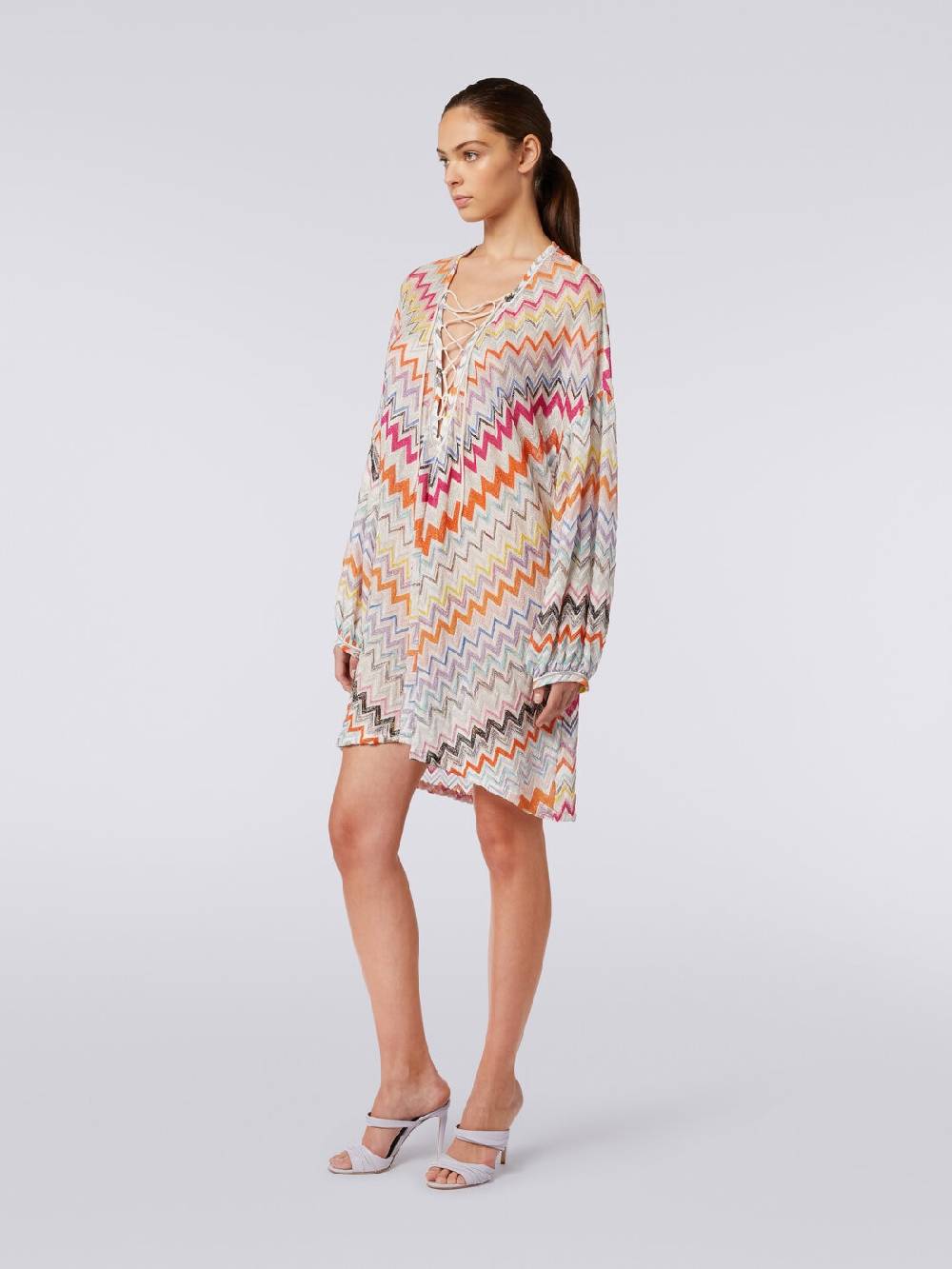 Missoni Caftano Copricostume Corto Con Motivo Zig Zag E Lurex