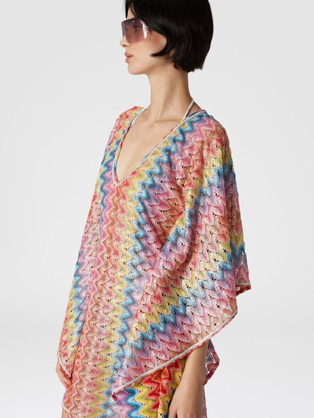 Missoni Caftano Copricostume Corto In Pizzo Spalmato