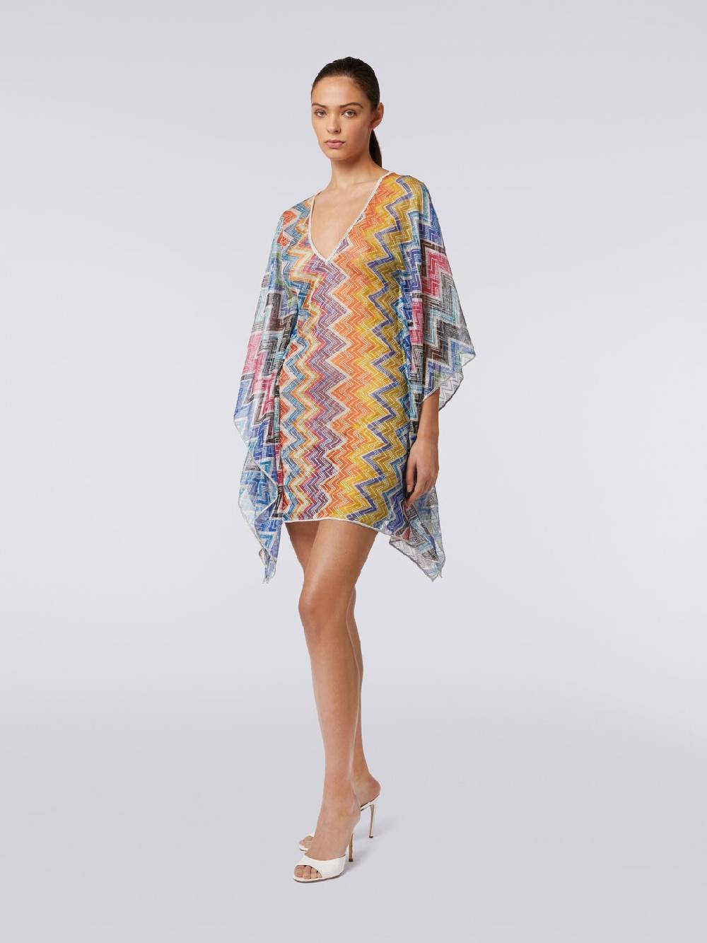 Missoni Caftano Copricostume Corto Zig Zag Con Lurex