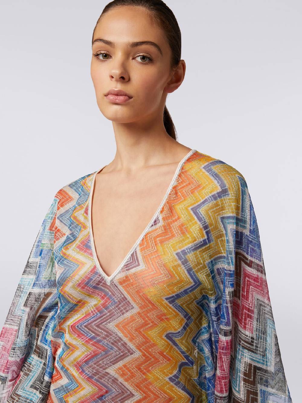Missoni Caftano Copricostume Corto Zig Zag Con Lurex