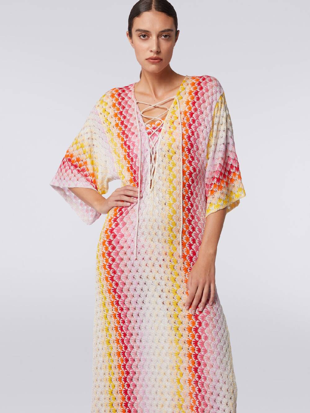 Missoni Caftano Copricostume Lungo Effetto Pizzo Dégradé Con Lurex
