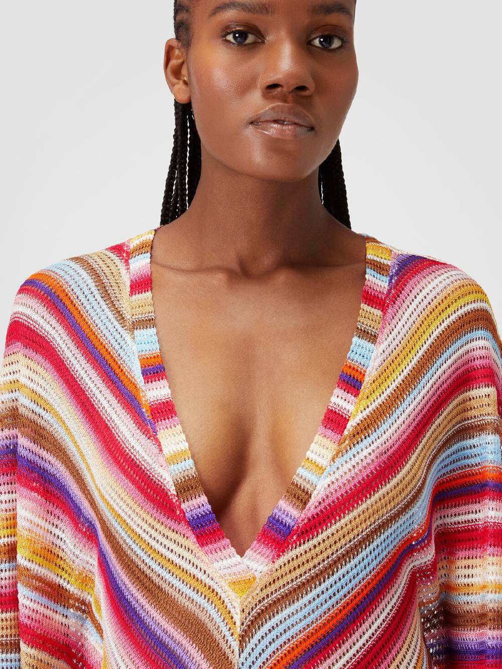 Missoni Caftano Copricostume Lungo In Crochet Rigato