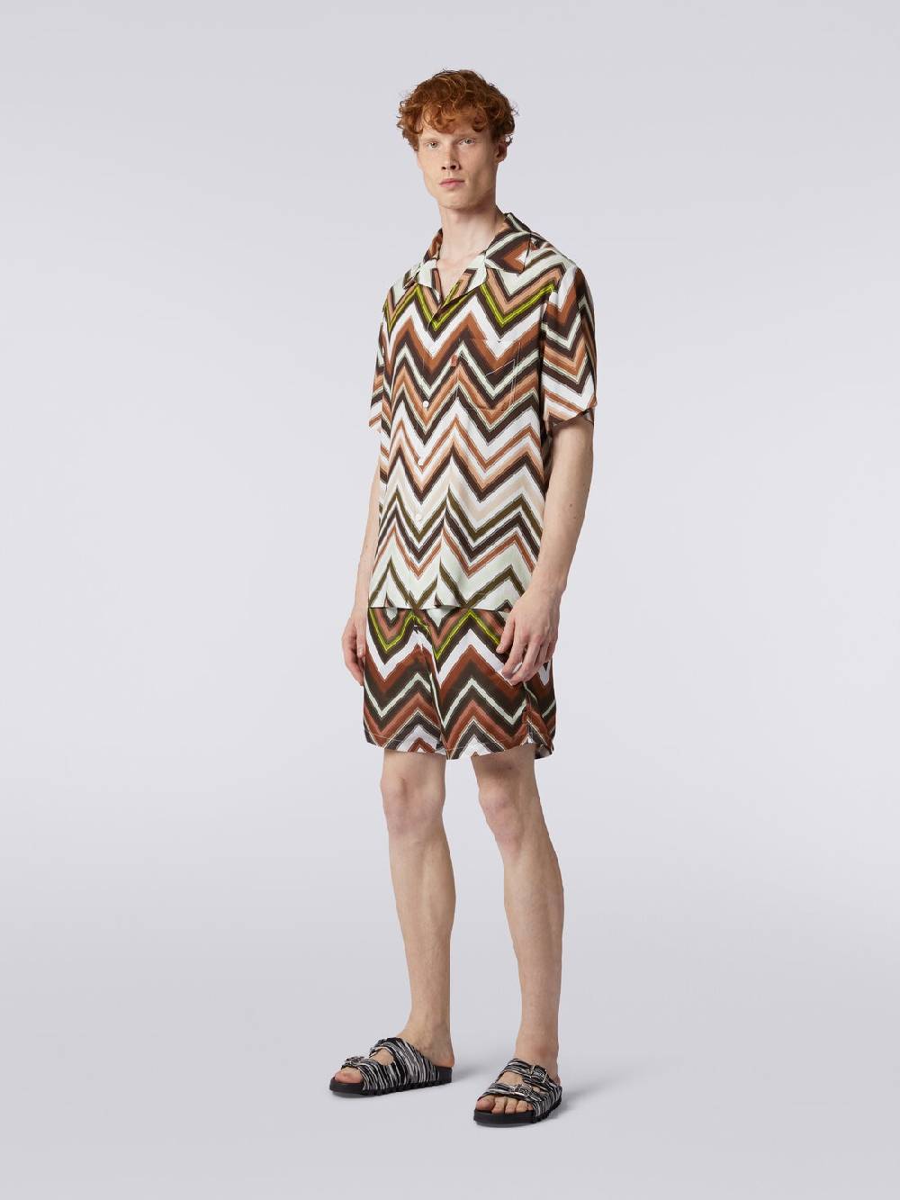 Missoni Camicia A Maniche Corte In Viscosa Con Stampa Chevron