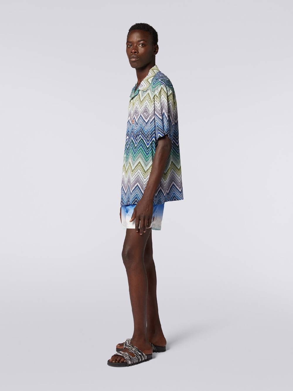 Missoni Camicia A Maniche Corte In Viscosa Con Stampa Macro Zig Zag