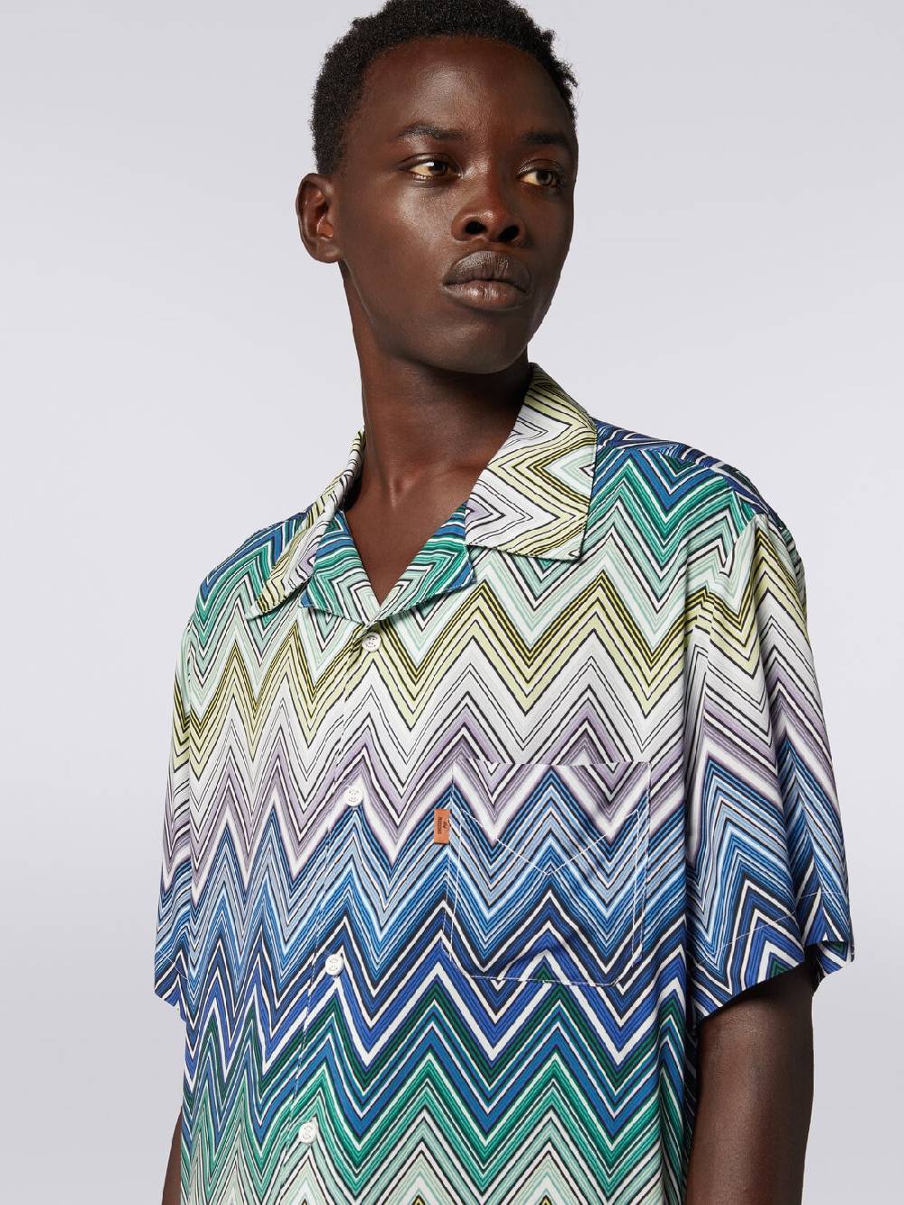 Missoni Camicia A Maniche Corte In Viscosa Con Stampa Macro Zig Zag