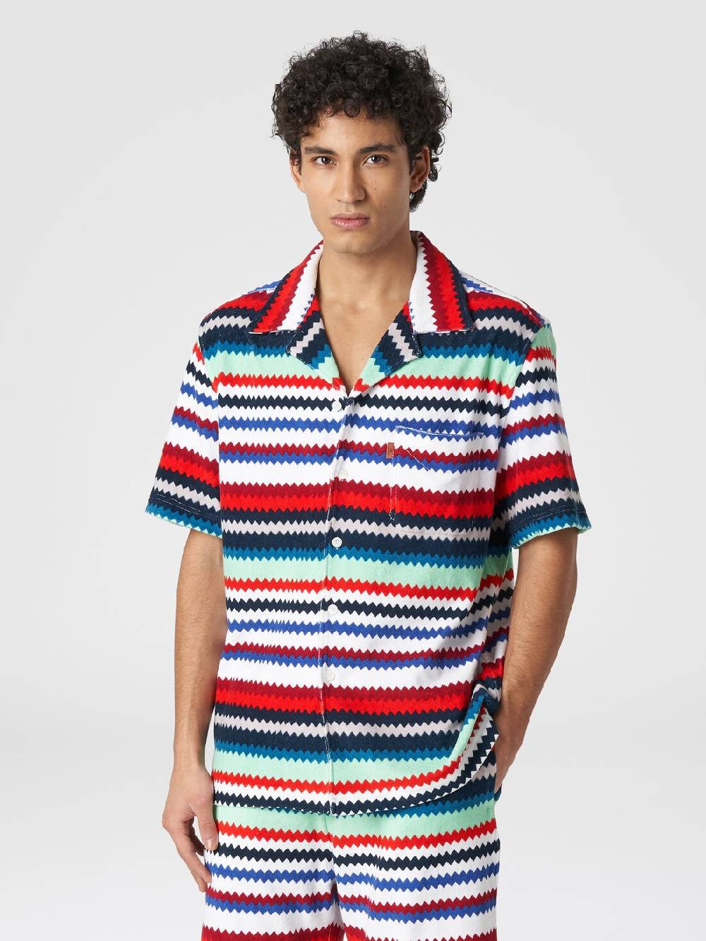 Missoni Camicia A Maniche Corte Modello Bowling In Spugna Zig Zag