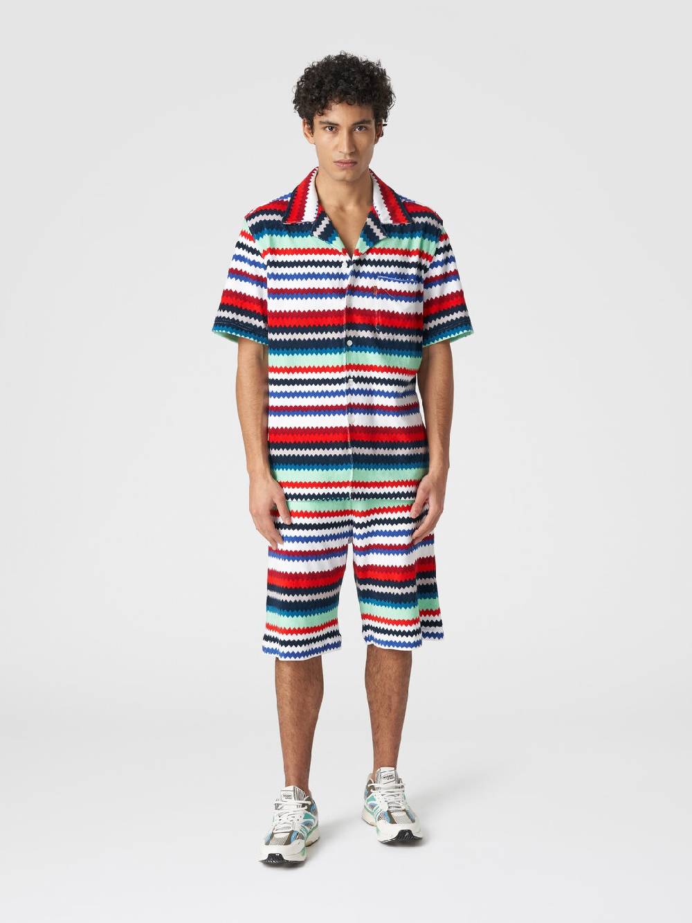 Missoni Camicia a maniche corte modello bowling in spugna zig zag