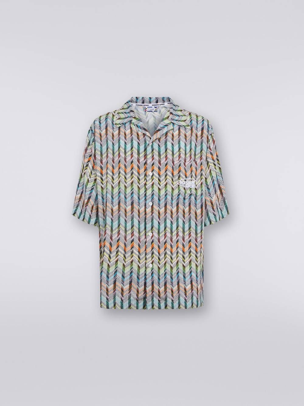 Missoni Camicia Da Bowling In Viscosa Stampata Con Logo