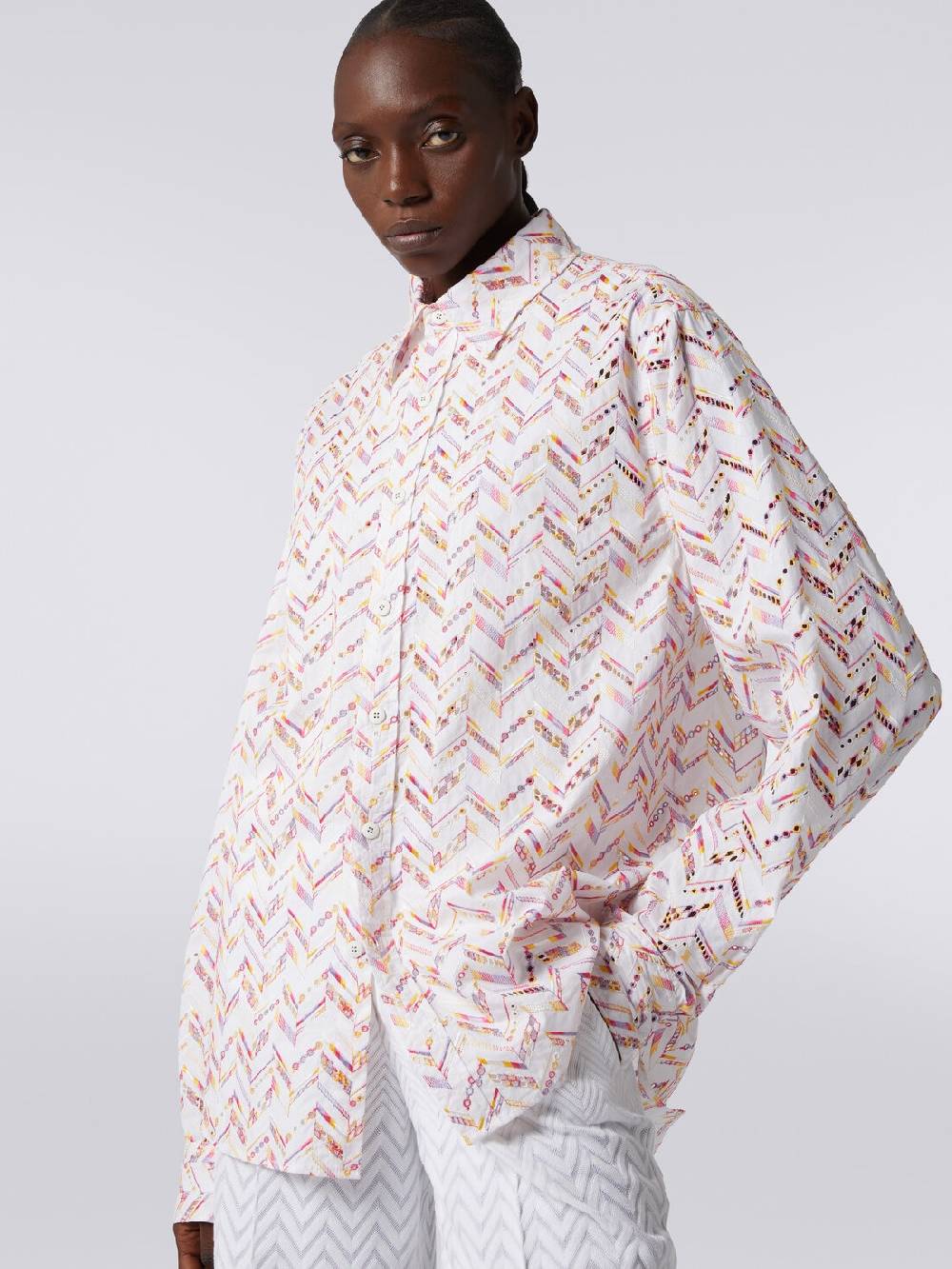 Missoni Camicia In Popeline Di Cotone Con Pizzo Sangallo