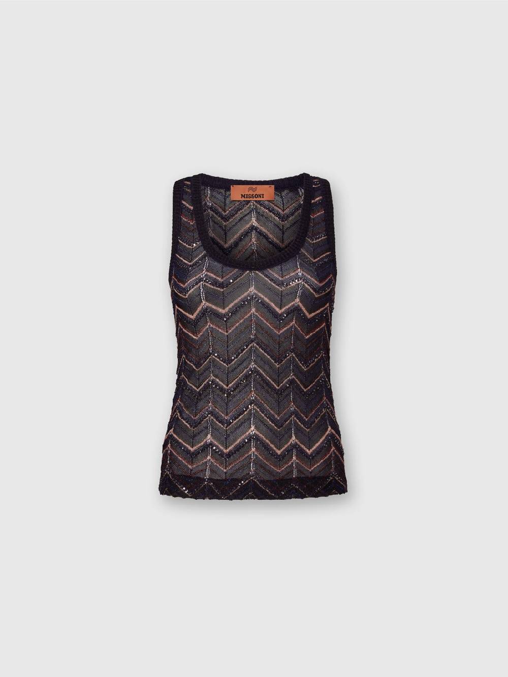 Missoni Canottiera In Maglia Zig Zag Con Lurex E Paillettes